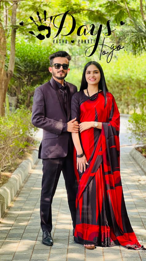 Pre Wedding Countdown, Days To Go Wedding Countdown, 5 Days To Go Countdown, Couple Hand Print, 5 Days To Go Countdown Wedding, Days To Go Countdown Wedding, Saree Couple, Days To Go Countdown, Countdown Wedding