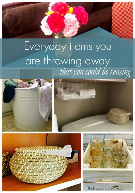 Before you pitch it, can you repurpose it? Cut down on your garbage by reusing items throughout your home. Not only will you reduce your waste, you'll also save money by repurposing these items. Here's how to reuse everyday items in your home. Ways To Reuse Everyday Items, Reuse Of Plastic Things, Reduce Waste In Home, What Can You Recycle, Ways To Reduce Waste, Recycling Information, Happy Housewife, Upcycle Repurpose, Thrifty Living