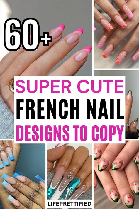 Nails, nails acrylic, nails 2024 trends, short french tip nails, french tip nails with color, cute french tip nails, french tip nails with glitter, nail design, nails 2024, trendy nails, lastest nail trends, french tip nails, nails acrylic summer Striped French Tip Nails, Nail Designs French Tip Color, Summer French Manicure Designs, Short Acrylic Nails French Tip Design, Summer Nails French Tip Color Combos, Summer French Nails 2024, Nail Designs French Tip Unique, Nails Acrylic French Tip Color, Simple French Tip Nails With Design