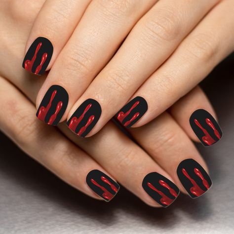 Blood Drip Red & Black Spooky Halloween Minx Nail Art - halloween nail art Cool Halloween Nails, Blood Drip, Minx Nails, Halloween Horror Nights, Halloween Nail, Art Halloween, Halloween Nail Art, Cool Halloween Costumes, Spooky Halloween