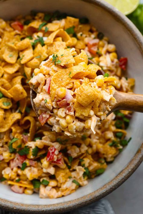 Frito Corn Salad | The Recipe Critic Crunchy Fritos Corn Salad, Corn And Frito Chip Salad, Crunchy Corn Salad, Fritos Cowboy Cabbage, Corn Chips Recipe Ground Beef, Ranch Fritos, Corn Frito Salad Recipe, Chili Cheese Frito Corn Salad, Corn Salad With Fritos