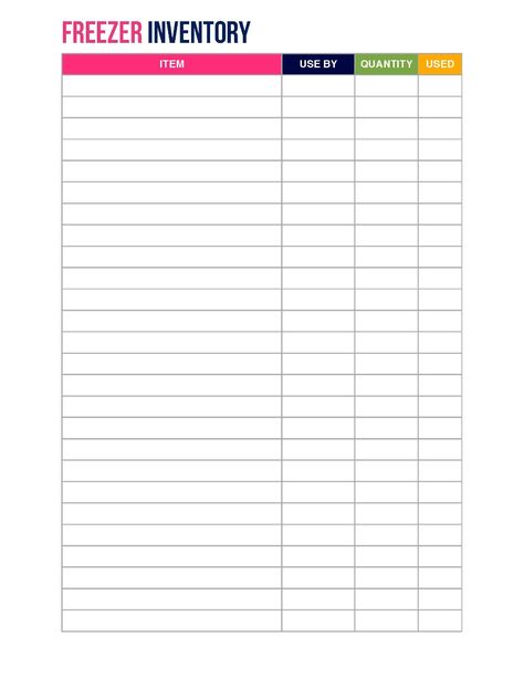 Freezer and Pantry Inventory | Free Printable! » Mother Thyme Freezer Inventory Printable Free, Spreadsheet Ideas, Pantry Inventory Sheet, Freezer Inventory Printable, Pantry Inventory Printable, Food Inventory, Inventory Sheet, Freezer Inventory, Inventory Printable