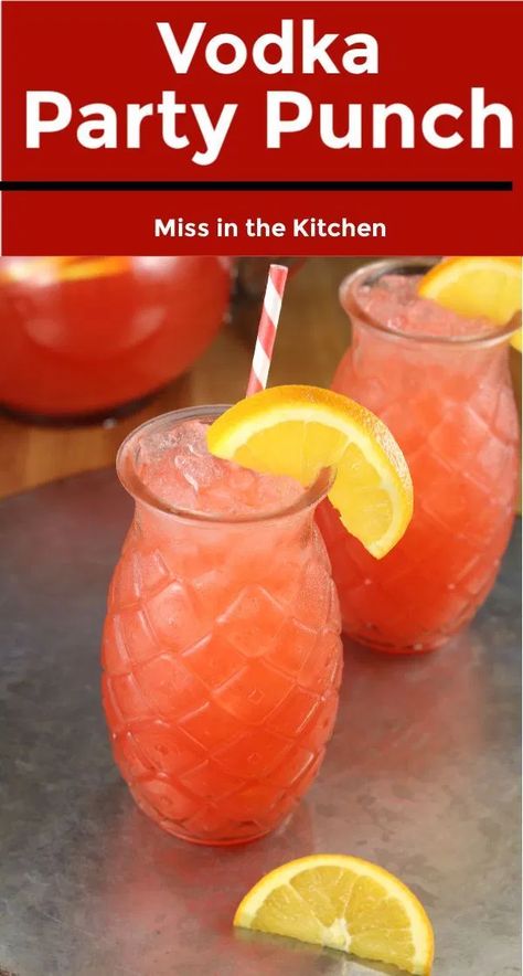 Vodka Party Punch is a simple fruit punch for parties and celebrations. Easy to make ahead in a large batch and can even be frozen for a slushie cocktail. Vodka Punch Bowl Recipes, Party Punch Alcohol Tequila, Spiked Punch Recipes Parties, Party Drinks Alcohol For A Crowd, Spiked Punch Recipes, Vodka Fruit Punch, Vodka Party Punch, Summertime Cocktails, Friday Cocktails