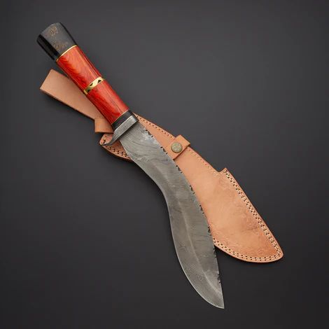 Custom Handmade Damascus Steel Kukri Knife Handle Hardwood/Damascus Gu – NB CUTLERY LTD Kukri Knife, Karambit Knife, Knife Handle, Jewelry Kits, Knife Handles, Leather Sheath, Steel Handle, Damascus Steel, Folding Knives