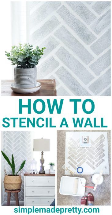 Wall Stenciling Ideas, Easy Wall Stencil, Herringbone Brick Pattern, Brick Stencil, Herringbone Wall Stencil, Wall Stencil Border, Diy Stencil Patterns, Herringbone Stencil, Herringbone Brick