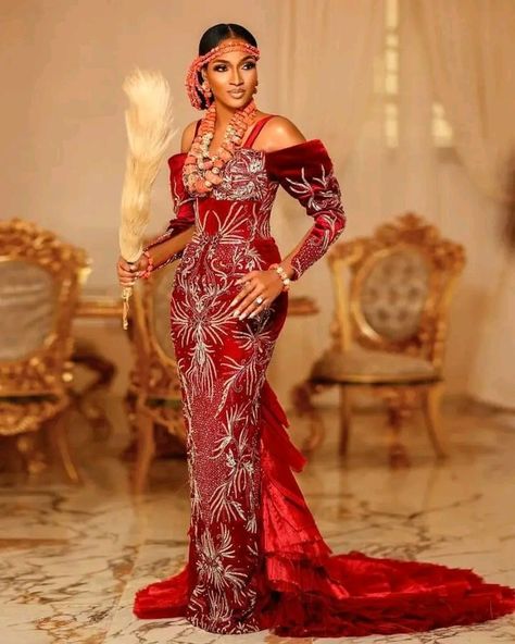 Igbo Bride Traditional Weddings, Igbo Wedding Dress, Cultural Outfits, Blue Mermaid Prom Dress, Igbo Bride, Bridal Stylist, African Bridal Dress, Igbo Wedding, African Weddings