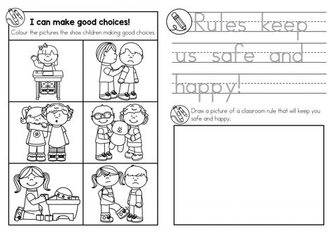 School Rules Worksheet, Sunday School Rules, Kindergarten Rules, School Post, Choices And Consequences, Rules And Laws, School 2021, Kindergarten Social Studies, Rules For Kids