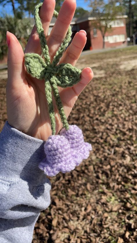 Crochet lily of the valley/handmade/fun project 
To see more head to my ig! Crochet Lily Of The Valley, Crochet Lily, Car Decoration, Lily Of The Valley, Car Decor, The Valley, Fun Projects, See More, Lily