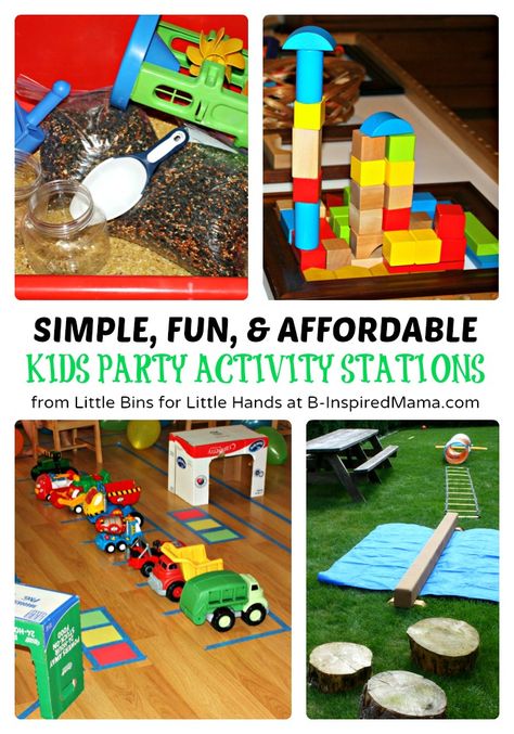 Ideas for Affordable Kids Party Activities at B-Inspired Mama Kids Party Activities, Toddler Exercise, Party Activities For Kids, Activity Stations, Toddler Tantrums, Party Activities Kids, Birthday Activities, Birthday Party Activities, Toddler Birthday