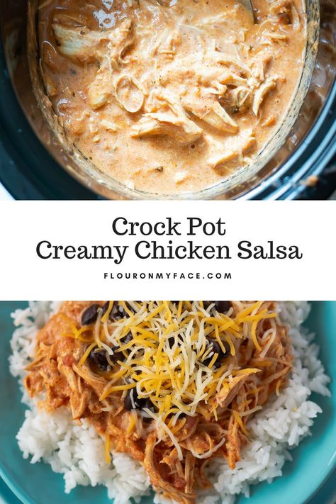 Crock Pot Creamy Chicken, Pulled Chicken Tacos, Salsa Chicken Crockpot, Burrito Recipe Chicken, Creamy Crockpot Chicken, Chicken Salsa, Slow Cooker Salsa Chicken, Slow Cooker Salsa, Crockpot Chicken Thighs