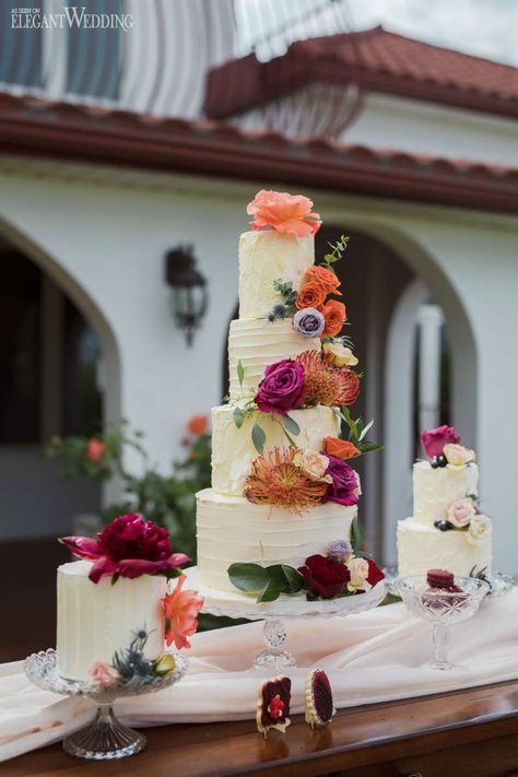 Spanish Theme Wedding, Spanish Wedding Theme, Flower Wedding Cakes, Spanish Themed Weddings, Charro Wedding, Buttercream Wedding Cakes, Mexican Inspired Wedding, Mexican Themed Weddings, Hacienda Wedding