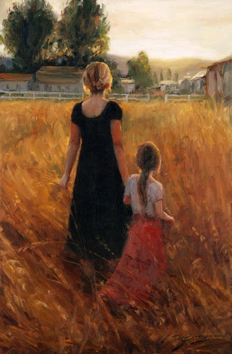 Trent Gudmundsen Beautiful Sketches, Wheat Field, Eclectic Art, Paintings I Love, Watercolor Inspiration, Art And Illustration, Mother And Child, Mothers Love, 그림 그리기