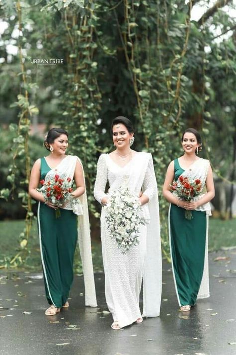 Mua by Suresh Rathnayaka Srilankan Wedding Bridesmaid, Kandyan Saree, Srilankan Wedding, Christian Bridal Saree, Bride Reception Dresses, Bride Saree, Bridal Sari, Reception Dresses, Bridesmaid Saree