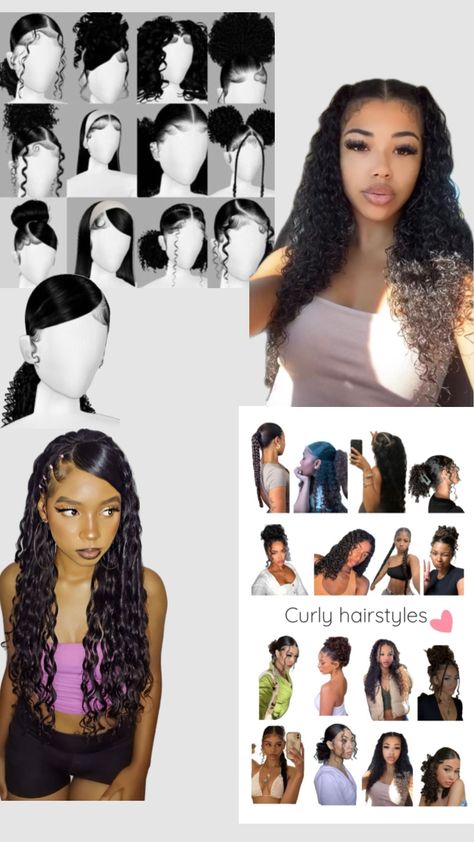 Cute curly hair styles Curly Hair Outfits Aesthetic, Poofy Curly Hair Hairstyles, Curly Hair Styles For School, Cute Curly Hair Styles, Coiffure Curly Hair, Shoulder Length Curly Hairstyles, Edges Hairstyles, Cute Curly Hair, Latina Hair