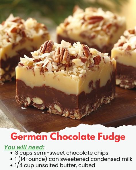 German Chocolate Fudge Recipe, German Chocolate Fudge, Fudge Flavors, Fudge Ingredients, Oh Fudge, Fudge Recipe, German Chocolate, Semi Sweet Chocolate Chips, Fudge Recipes