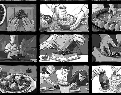 Ad Storyboard, Food Comic, Filmmaking Cinematography, Film Technique, Digital Fashion Illustration, Storyboard Drawing, Storyboard Ideas, Storyboard Illustration, Animation Storyboard