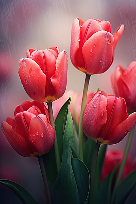 Red Tulips Art, Front Yard Landscape Design, Green Therapy, Modern Gardening, Beginners Garden, Front Yard Landscape, Arte Aesthetic, Design For Beginners, Tulip Painting