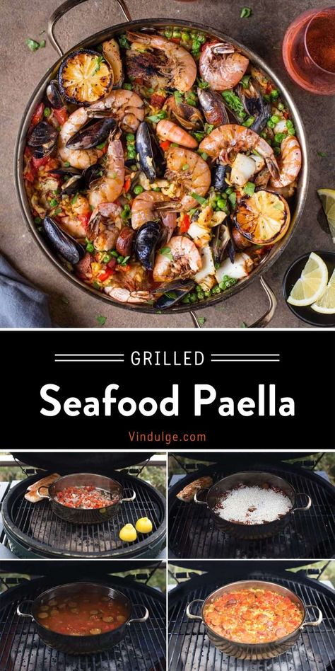 Paella Over Open Fire, Best Paella Recipe, Bbq Dinner Recipes, Paella Recipes, Seafood Paella Recipe, Paella Recipe Seafood, Bbq Seafood, Seafood Feast, Seafood House