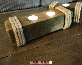 Woodworking Candle Holder, Wood Tea Light Holder, Log Candle Holders, Decoration Business, Wood Jewelry Display, Log Candles, Floor Candle Holders, Farmhouse Look, Candle Supplies