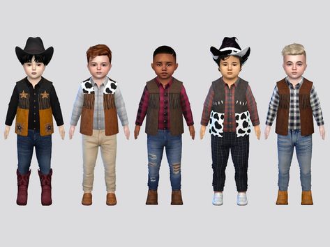 Toddler Cowboy Hat, Farm Girl Outfits, Los Sims 4 Mods, Sims 4 Toddler Clothes, Cc Clothing, Farmer Outfit, Sims 4 Piercings, 4 Poses, Toddler Outdoor