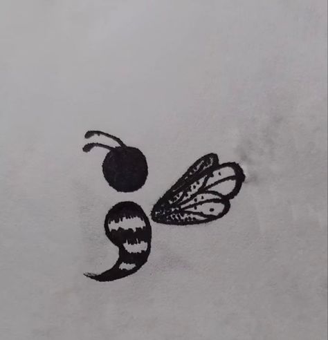 Bee Semi Colon Tattoos, Bumble Bee Semi Colon Tattoo, Bumble Bee Semicolon, Bee Semi Colon, Bumble Bee Semicolon Tattoo, Bee Semi-colon Tattoo Ideas, Creative Semi Colon Tattoos Ideas, Moth Semicolon Tattoo, Unique Semi-colon Tattoo Ideas