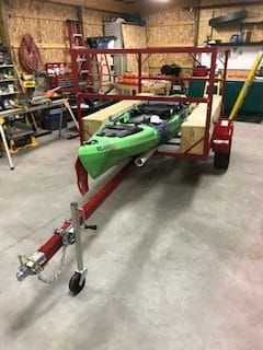 Kayak Rack For Car, Kayak Fishing Setup, Kayak Fishing Diy, Kayak Cart, Canoe Building, Kayaking Tips, Kayak Trailer, Adventure Trailers, Overland Trailer