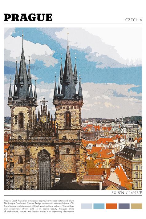 Retro City Prints, Prague Print, Prague Wall Art, Prague Poster, Prague Photo, Prague Wall Decor, Czechia Poster Prague Poster, Prague Map, Prague Photos, Retro City, Prague City, Vintage Postcards Travel, Prague Travel, Travel Poster Design, City Drawing