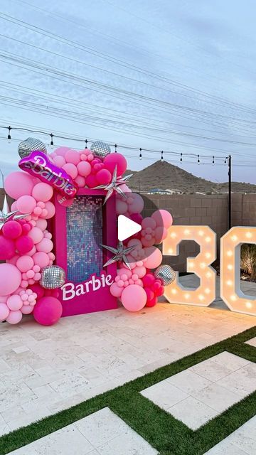 Charming Balloon Designs | Balloon Artist| North Phoenix, AZ on Instagram: "Come on Barbie, Let’s go party! 🩷 💄 💋  Happy 30th birthday to this queen. 🩷 You only turn 30 once. Might as well do it up right!   💋Barbie Style💋 #comeonbarbieletsgoparty #barbieparty #30 #northphoenix #barbiegirl #birthdaygirl #30thbirthday #arizonaballoons #scottsdaleballoons #balloonartist #arizonamoms #balloons #balloonstylist #balloonstylistarizona #phoenixballoons #barbieballoons #barbiestyle" Barbie 30th Birthday Party, Commercial Space Design, Barbie Theme Party, Balloon Designs, Balloon Artist, Barbie Birthday Party, Dirty Thirty, Barbie Theme, Happy 30th