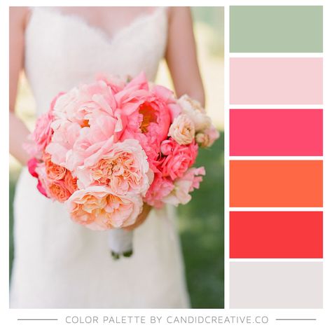 Sage Orange Fuchsia Wedding, Pink Orange White Green Wedding, Color Palette With Sage Green, Pink Wedding Palette, Norway Wedding, Bright Pink Wedding, Temple Decoration, Orange And Pink Wedding, Pink Green Wedding