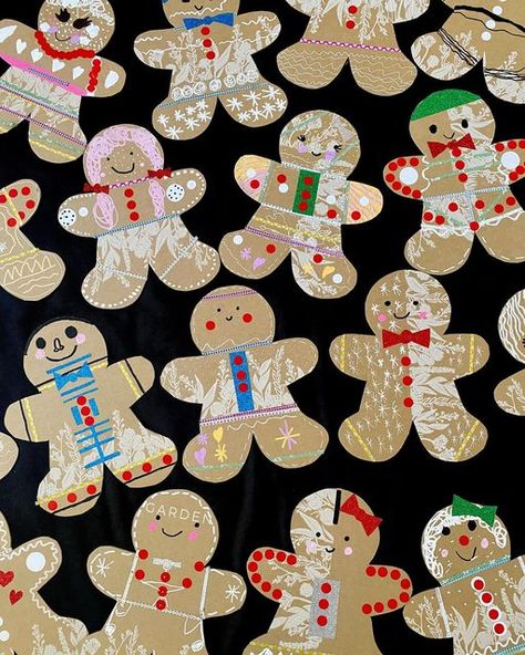 Gingerbread Bulletin Board Ideas, Cardboard Gingerbread, Gingerbread Designs, Apple Kindergarten, Gingerbread Art, Christmas Art For Kids, Kindergarten Christmas, Cardboard Recycling, Christmas Art Projects