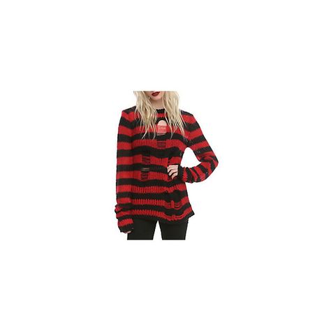 Tripp Red And Black Stripe Sweater | Hot Topic (£24) ❤ liked on Polyvore featuring tops, sweaters, hot topic, stripe top, stripe sweater, striped knit sweater, red and black striped top and ripped sweater Destroyed Sweater, Ripped Sweater, Hot Sweater, Distressed Sweaters, Striped Sweater, Polyvore Outfits, Striped Knit, Light Weight Sweater, Sweater Weather