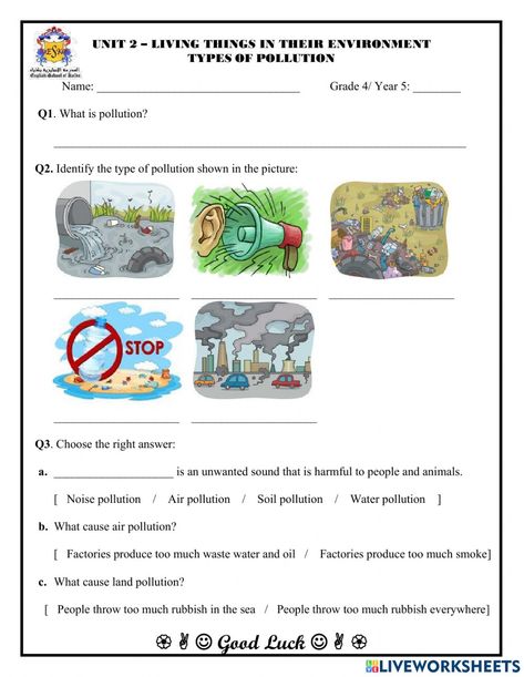 Types Of Pollution Project, Pollution Worksheets For Grade 3, Chart On Pollution, Water Pollution Worksheet, Pollution Activities Worksheets, Types Of Pollution, Energy Conservation Day, What Is Air Pollution, Pollution Activities