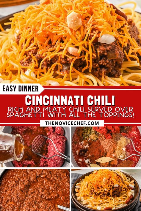 Chili Mac With Spaghetti Noodles, Chili With Spaghetti Noodles, Chili With Noodles Recipe, Chili Recipe With Noodles, Chili Recipe Sweet, Chili With Noodles, Chili Spaghetti Recipe, Chili Ideas, Chilli Mac