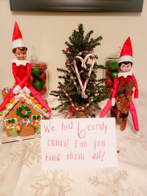 Elf On The Shelf Candy Cane Hunt, Elf On The Shelf Ideas Candy Canes, Elf Brings A Friend, Candy Cane Elf On The Shelf Ideas, Elf Candy Cane Ideas, Candy Cane Hunt, Elves On The Shelf, Awesome Elf On The Shelf Ideas, 1 December