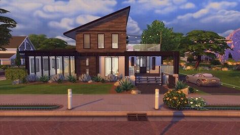 Sims 4 House CC: Modern Home With Indoor Pool Pool Sims 4, The Sims Houses, Sims 4 House Cc, Sims4 Houses, Indoor Pool House, Sims 4 House, Japanese Apartment, Inside Pool, Hall House