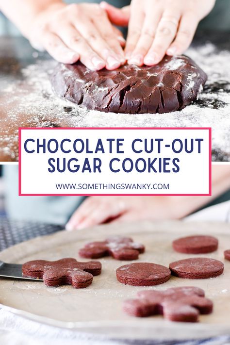 Sugar Cookie Recipe No Chill, Sugar Cookie Cutout Recipe, Chocolate Sugar Cookie Recipe, Cut Out Cookie Recipe, Chocolate Chili, Homemade Sugar Cookies, Valentine Sugar Cookies, Chocolate Sugar Cookies, Cookies Brownies