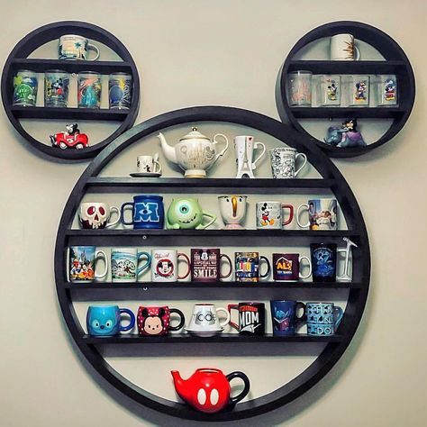 Disney At Home on Instagram: “Loving this adorable #hiddenmickey mug shelf from @myriamdisney!! Thank you so much for sharing!❤️ #mydisneyhome #mydisneylife #disneyfan…” Disney Room Ideas For Adults, Disney House Ideas, Disney Kitchen Decor, Mickey Kitchen, Disney House, Mickey Mouse Kitchen, Deco Disney, Casa Disney, Disney Room