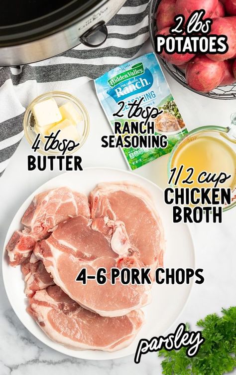 Pork Chops In The Crock Pot Potatoes, Ranch Pork Chops And Potatoes Crock Pot, Pork Ranch Crockpot, Slow Cooker Ranch Pork Chops And Potatoes, Assorted Pork Chops Recipes Crockpot, Bone In Pork Chops Crock Pot Recipes, Quick Dinner Ideas Slow Cooker, Crockpot Pork Chops With Vegetables, Crockpot Pork Chops And Potatoes Easy