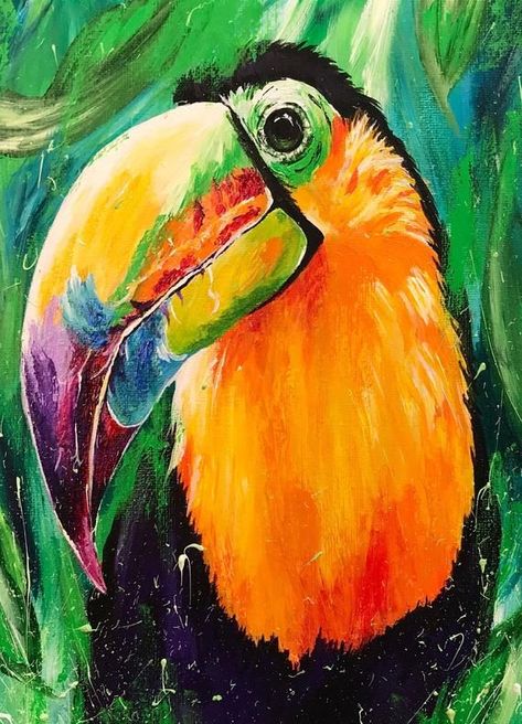 Interior Design Art Deco, Maus Illustration, Toucan Art, Tropical Art Print, Tropical Painting, Jungle Art, Art Deco Interior Design, Oil Pastel Art, Art Tropical