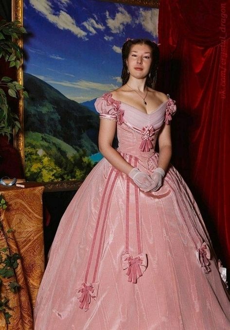 undefined Victorian Ballgown, 1800s Dresses, Crinoline Dress, Rococo Dress, Gowns Vintage, Victorian Era Fashion, Ancient Dress, Dresses Ball Gown, Belle Dress