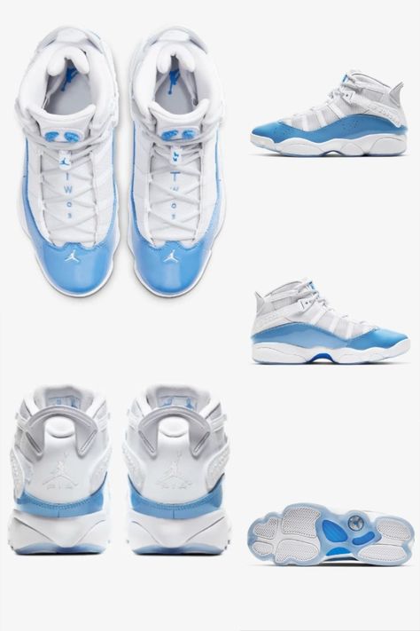 Air Jordan 6 Rings White/Valor Blue/Ice/White CW7037-100 #AirJordan6 Air Jordan 6 Rings, Jordan 6 Rings, Air Jordans Women, Rings Blue, Kids Running Shoes, Blue Ice, Air Jordan 6, 6 Rings, Jordan 6