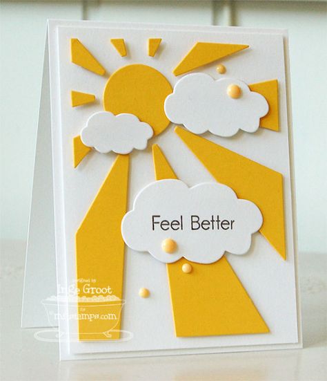 Feel Better Cards, Sunburst Cards, Bumbo, Handmade Greetings, Get Well Cards, Creative Cards, Sympathy Cards, Patterned Paper, Simple Cards