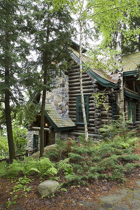 Adirondack - Custom handcrafted log homes by Maple Island Log Homes Adirondack Camp, Adirondack Cabin, Little Cabin In The Woods, Cabin Exterior, Log House, Bear Mountain, Casas Coloniales, Cottage Cabin, Cabin Living