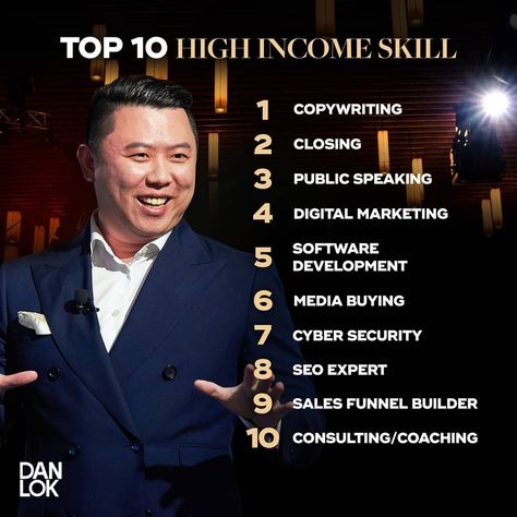 DAN LOK - THE ASIAN DRAGON on Instagram: “Which high income skill are you going to work on this year?” Dan Lok, Millionaire Motivation, High Income Skills, Tv Finance, Success Quotes Motivational, Financial Calculators, How To Focus, High Income, How To Focus Better