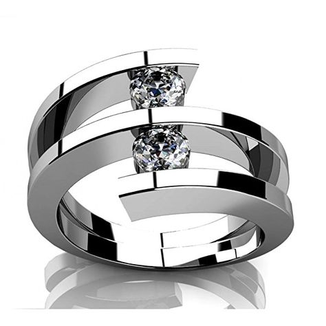 Amazon.com: 0.60 ct Two Round Cut Diamonds Anniversary Ring in 14 kt White Gold In Size 7: Madina Jewelry: Jewelry خواتم خطوبة, Rings Ladies, Birthday Gift Ring, Black Gold Jewelry, Swirl Ring, Moissanite Diamond Rings, Diamond Anniversary Rings, Jewelry Model, Jewelry Brand