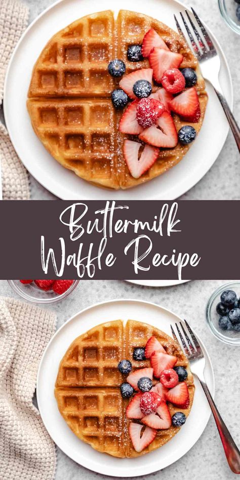 Buttermilk Waffles Belgian, Waffle Recipe No Butter, Easy Buttermilk Waffle Recipe, Buttermilk Waffle Recipe, Buttermilk Waffle, Buttermilk Waffles Recipe, Cornmeal Waffles, Best Waffle Recipe, Unique Breakfast