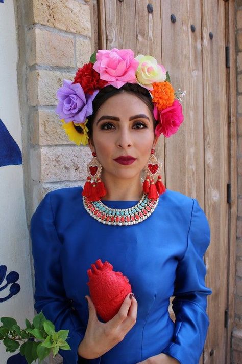 Baby Birthday Pictures, Mexican Fancy Dress, Frida Kahlo Flower Crown, Day Of The Dead Headpiece, Halo Costume, Mexican Paper Flowers, Flower Crown Veil, Poinsettia Decor, Wedding Bohemian