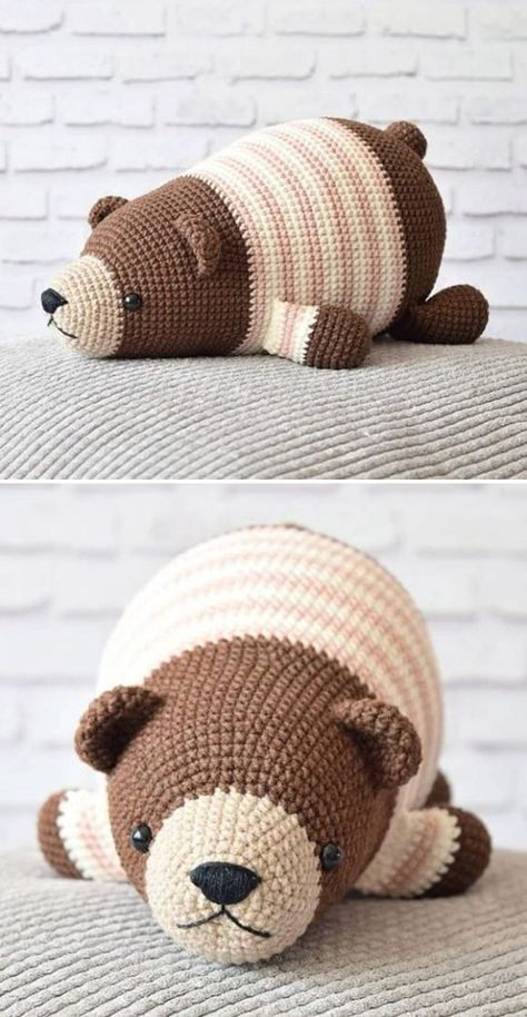 Sleepy Bear, Confection Au Crochet, Pola Amigurumi, Crochet Amigurumi Free, Haken Baby, Crochet Teddy, Crochet Animal Patterns, 자수 디자인, Crochet Bear