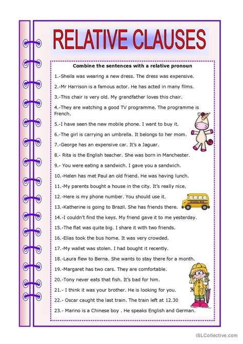 RELATIVE CLAUSES: English ESL worksheets pdf & doc Word Puzzles For Kids, Aesthetic Apps Games, Relative Clauses, Relative Pronouns, Kids English, Grammar Worksheets, Word Puzzles, Esl Worksheets, Have A Good Day