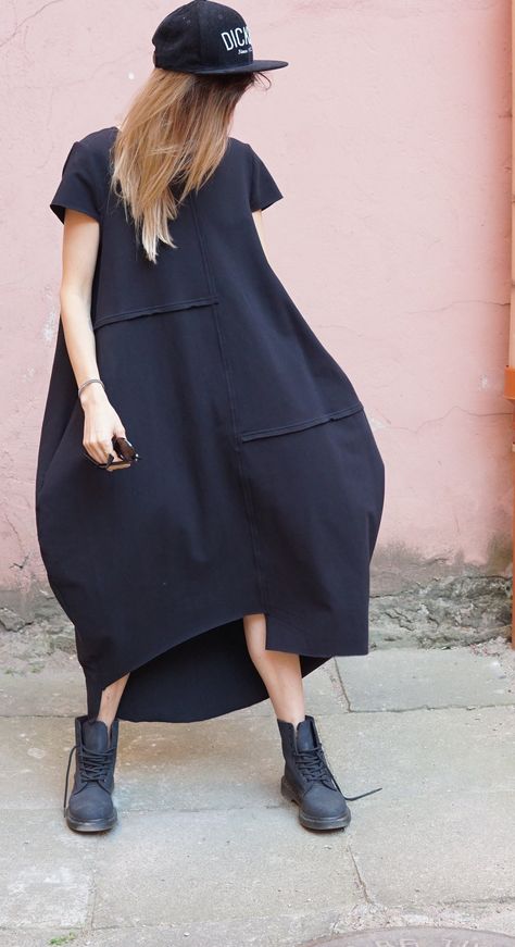 Sweatshirt / Dress / Black dress / Long dress / Cotton dress / Jersey / Maxi dress / Summer dress / Casual dress / Minimalist / Plus size by DIDRESS on Etsy Minimalist Plus Size, Long Dress Cotton, Black Sweatshirt Dress, Oversized Tunic Dress, Black Dress Long, Summer Dress Casual, Dress Minimalist, Maxi Dress Summer, Jersey Maxi Dress